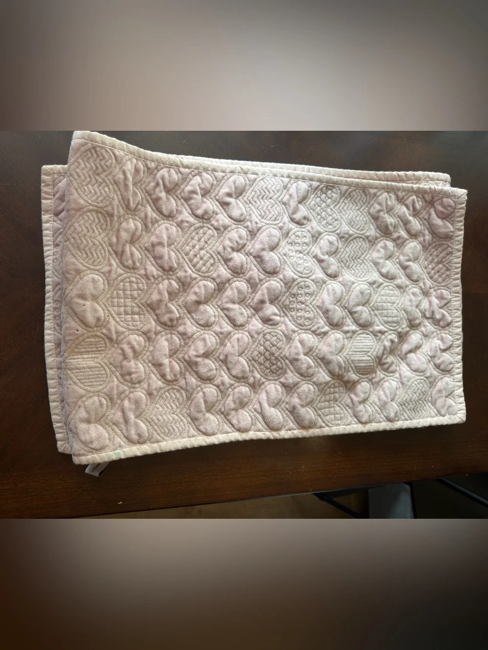 cupcakes & cashmere Quilted Heart Runner in Pale Pink